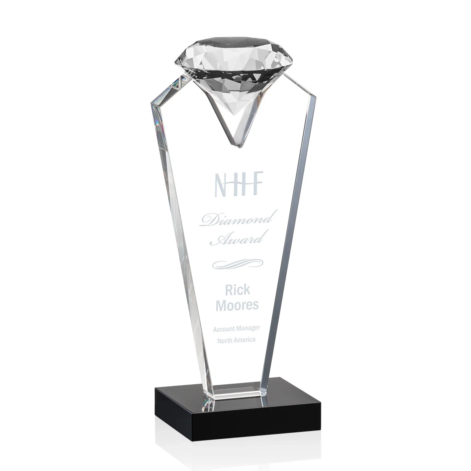 Custom Optical Crystal Gemstone Award on an Ebony Base for volunteer appreciation