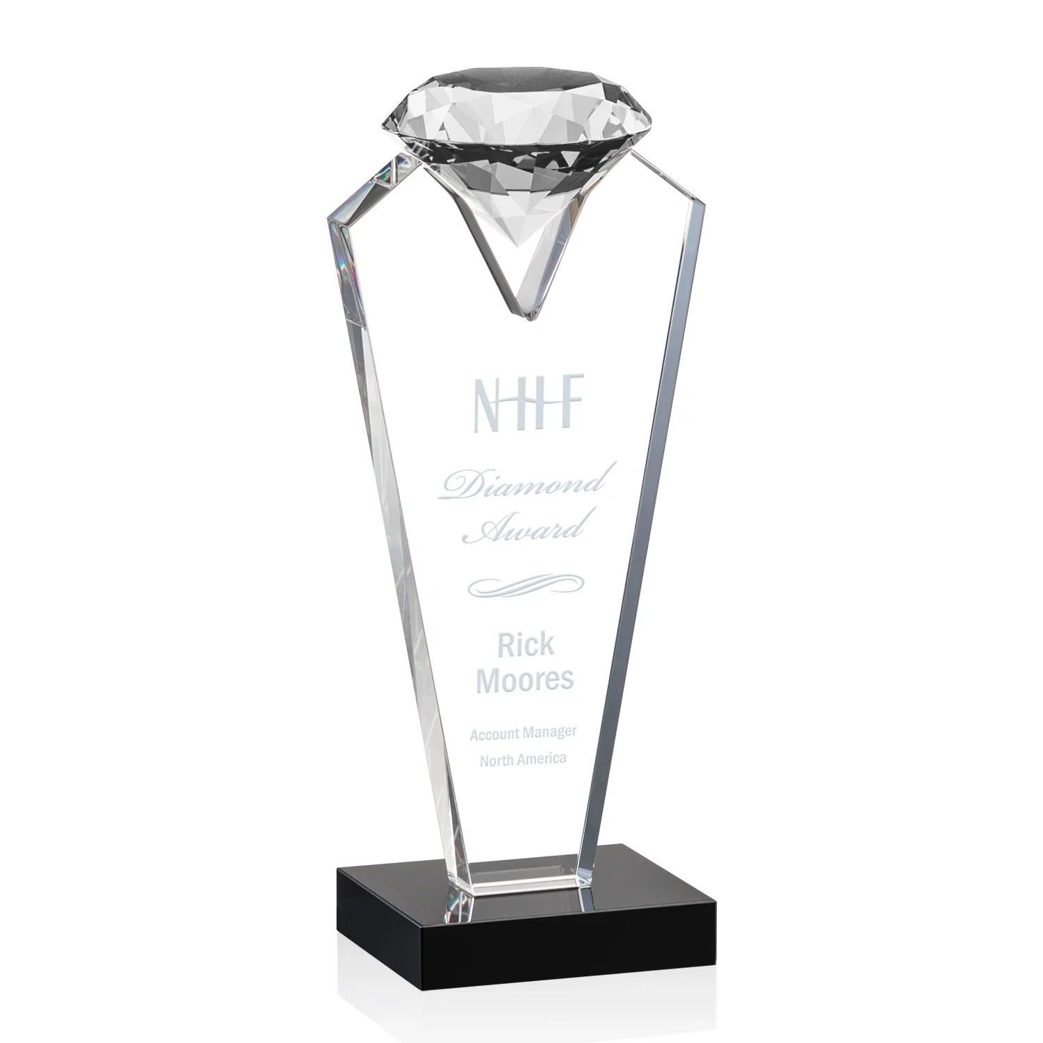 Custom Optical Crystal Gemstone Award on an Ebony Base for dealer and partner awards