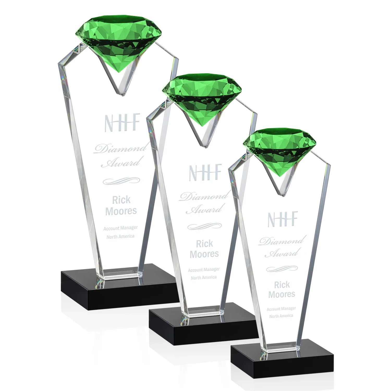 Personalized Optical Crystal Gemstone Award on an Ebony Base for employee recognition
