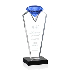 Optical Crystal Gemstone Award on an Ebony Base