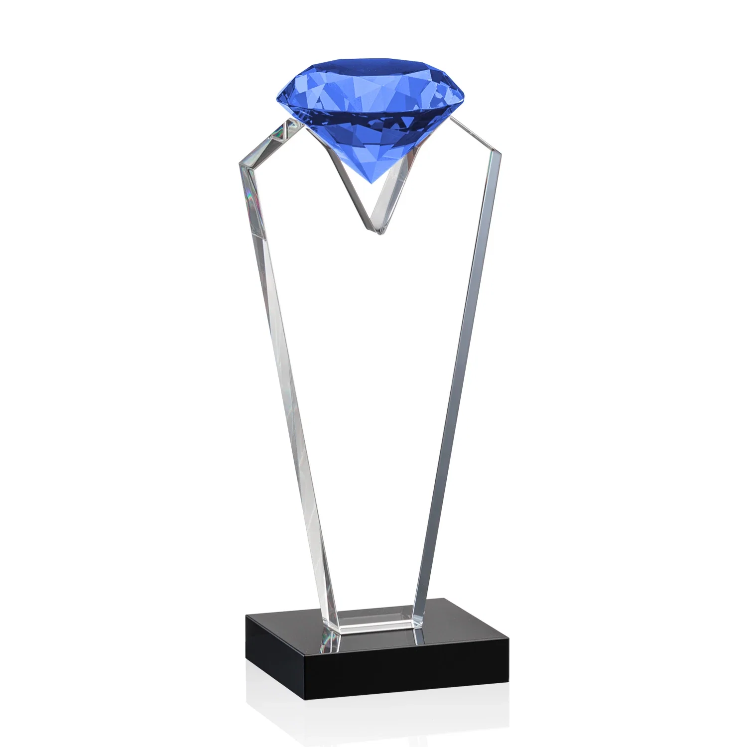 Personalized Optical Crystal Gemstone Award on an Ebony Base for safety achievement programs