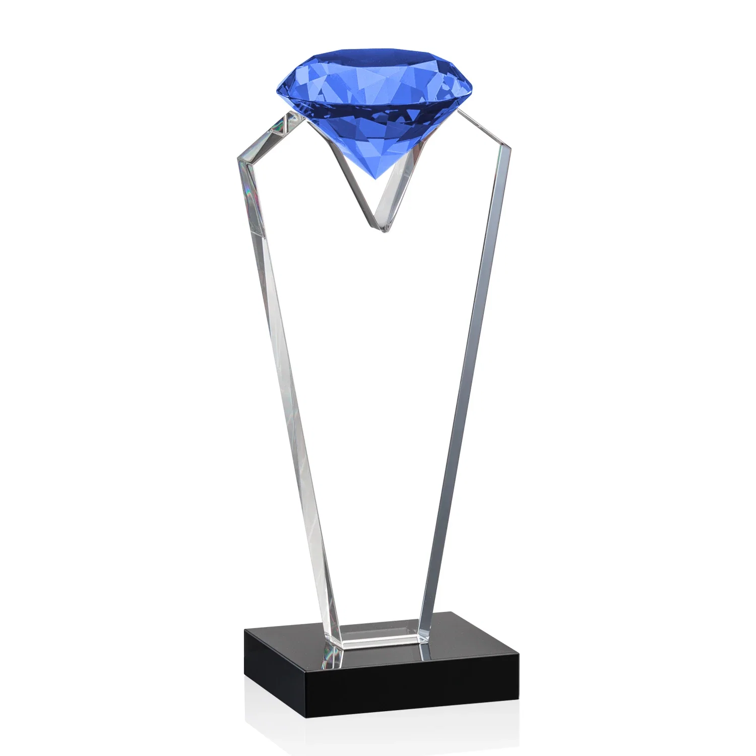 Personalized Optical Crystal Gemstone Award on an Ebony Base for volunteer appreciation