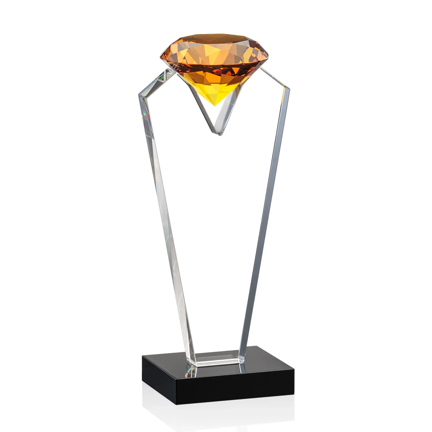 Personalized Optical Crystal Gemstone Award on an Ebony Base for company anniversary events