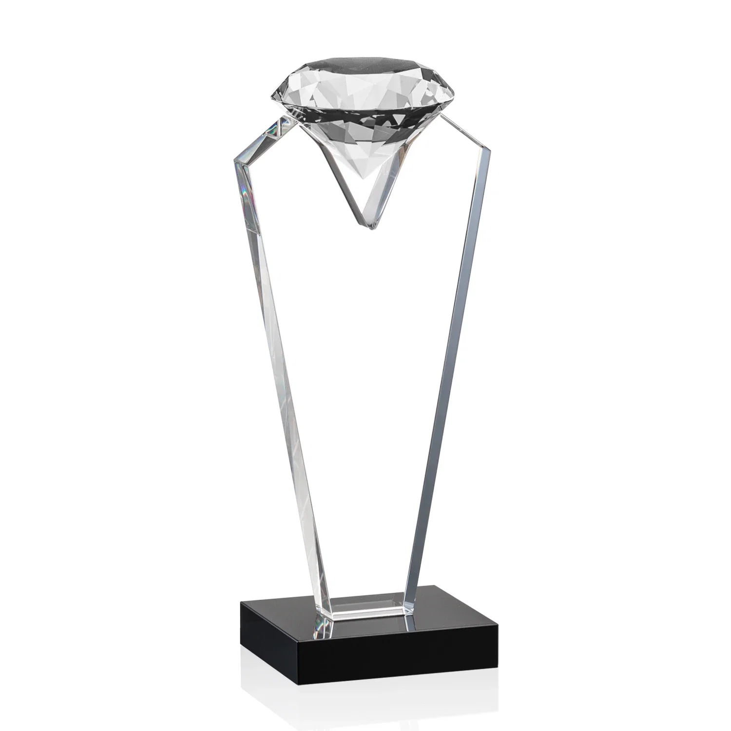 Promotional Optical Crystal Gemstone Award on an Ebony Base for service anniversary gifts