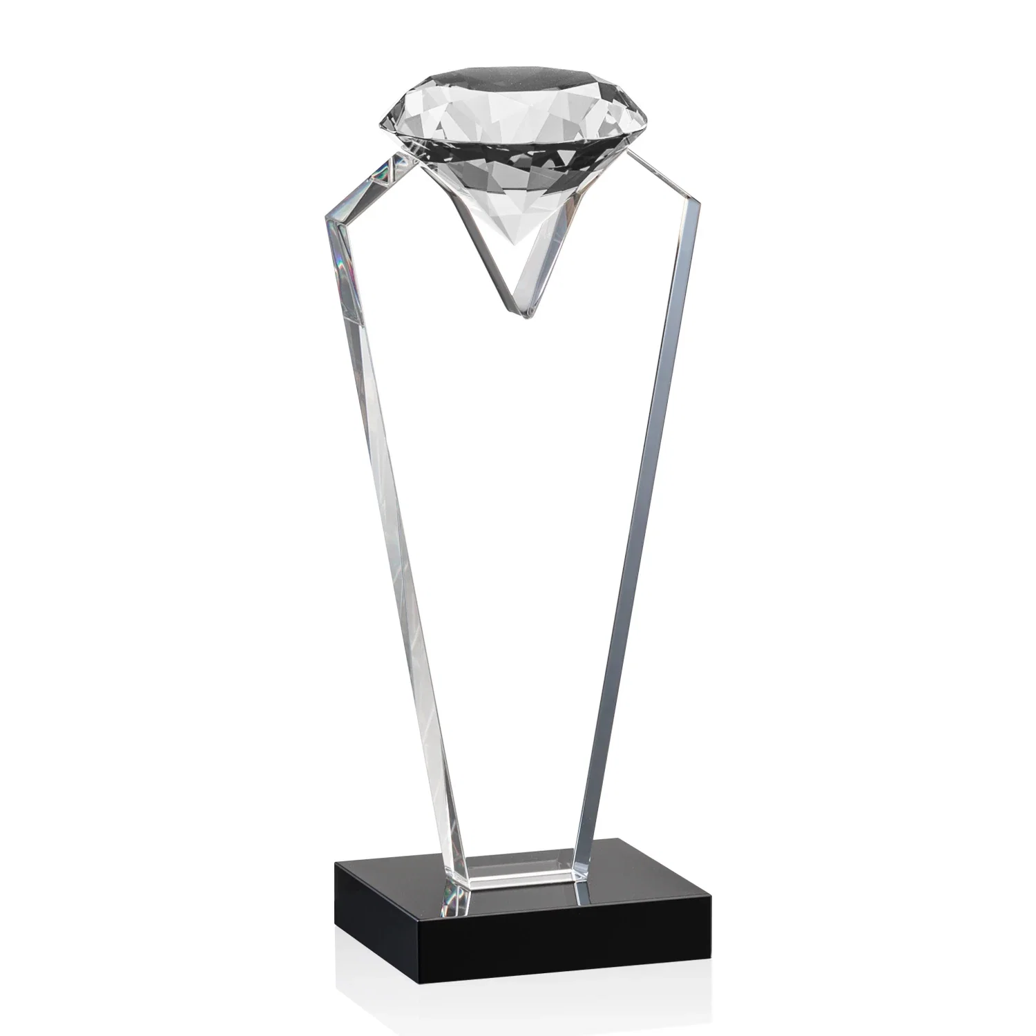 Promotional Optical Crystal Gemstone Award on an Ebony Base for sales achievement awards