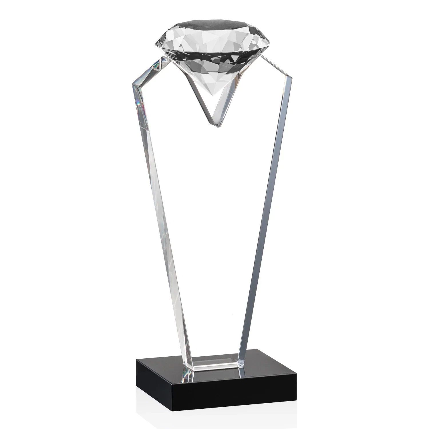 Promotional Optical Crystal Gemstone Award on an Ebony Base for retirement presentations