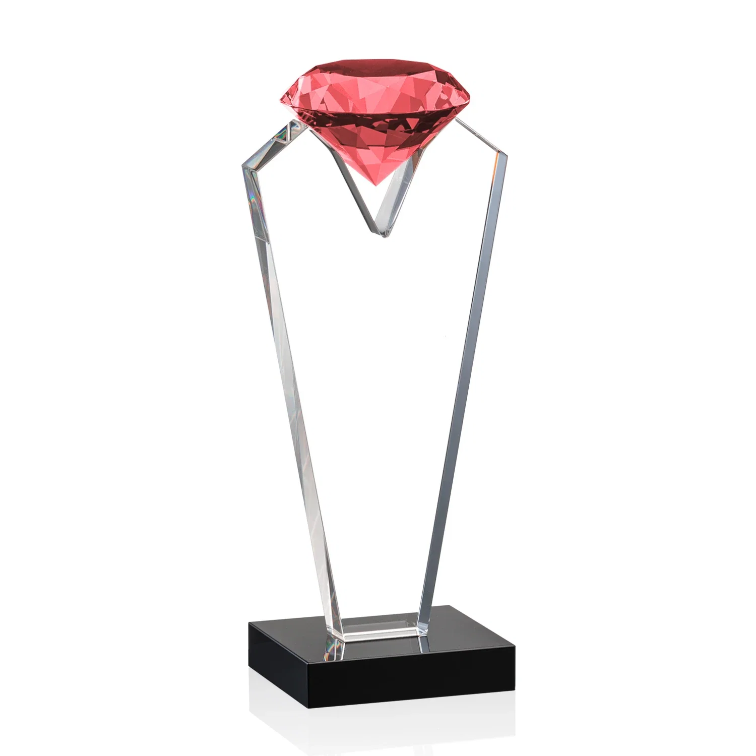 Promotional Optical Crystal Gemstone Award on an Ebony Base for safety achievement programs