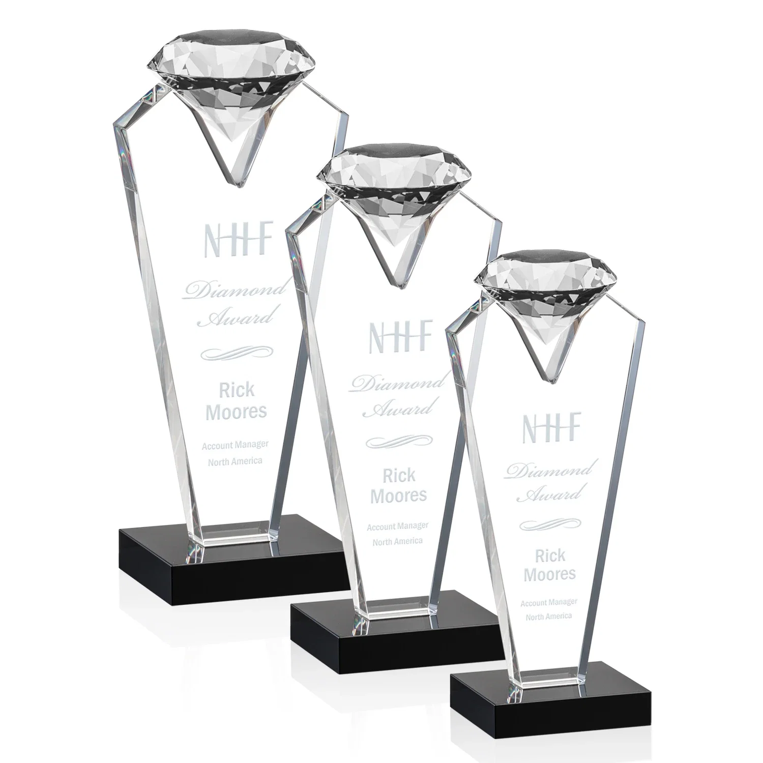 Custom Optical Crystal Gemstone Award on an Ebony Base for safety achievement programs