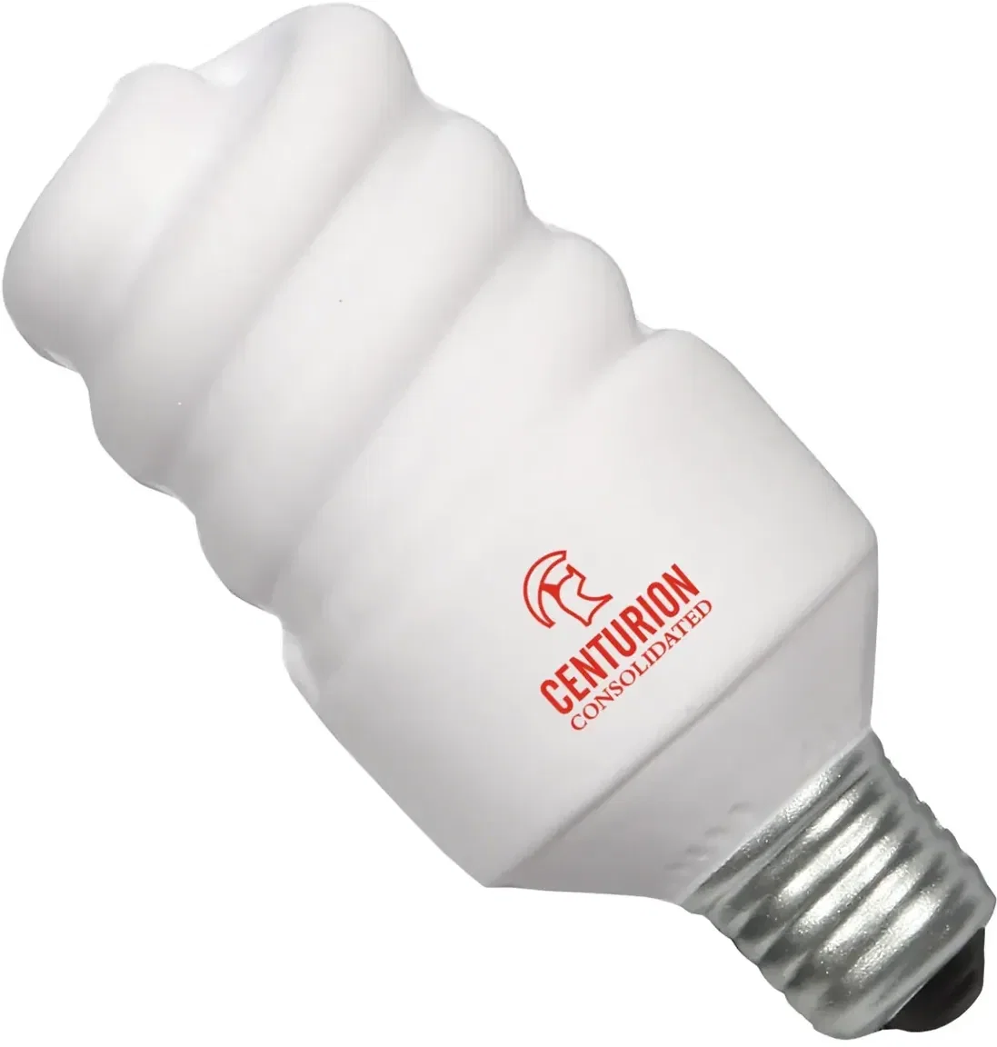 Custom Energy Saving Lightbulb Stress Reliever, molded foam spiral bulb shape with promotional logo