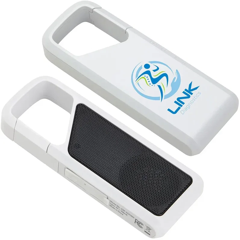 Ensemble promotional clip-on speaker colorways, branded wireless speakers lineup