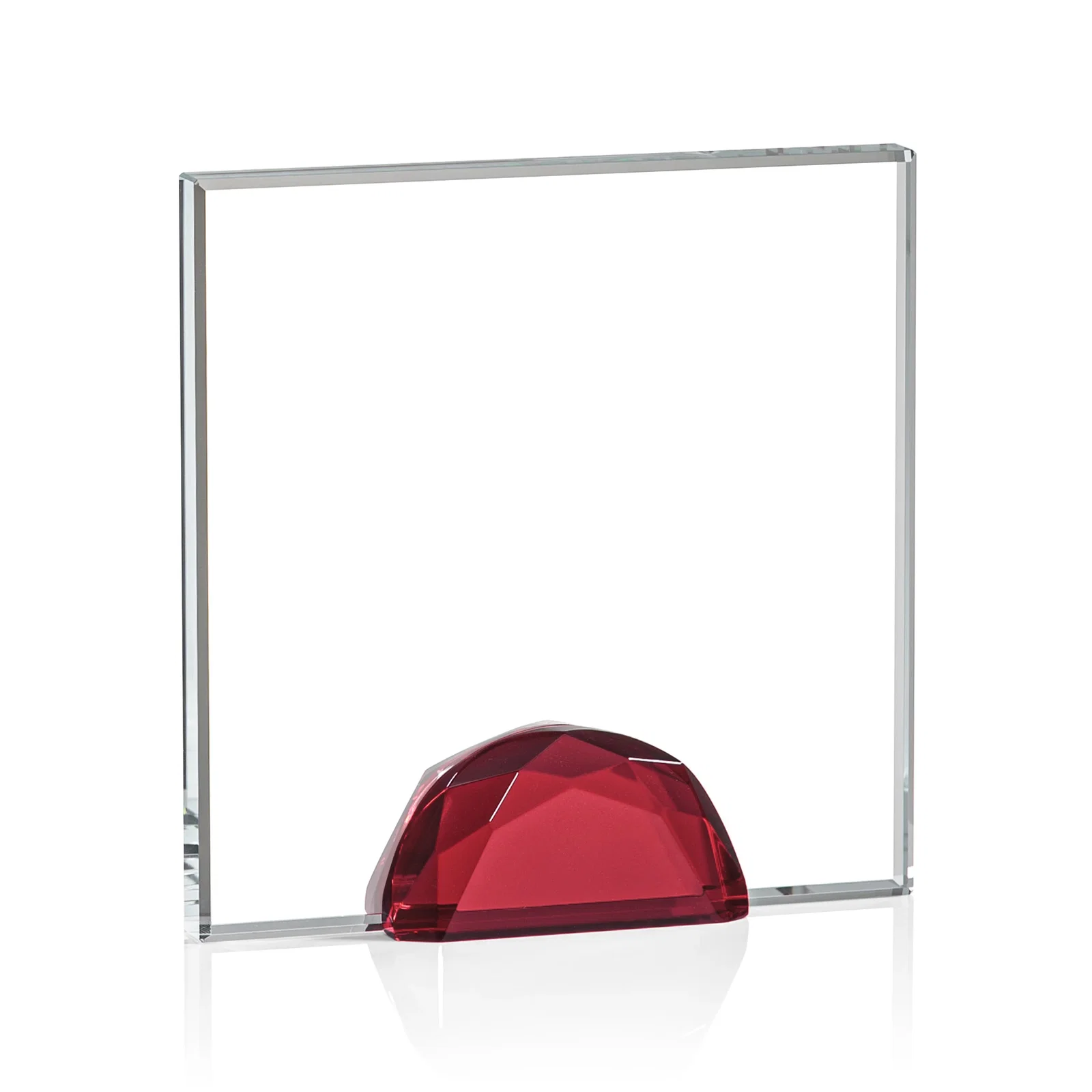 Customized Starfire Crystal Award Flanked by Amber Gemstone Diamonds for corporate award ceremonies