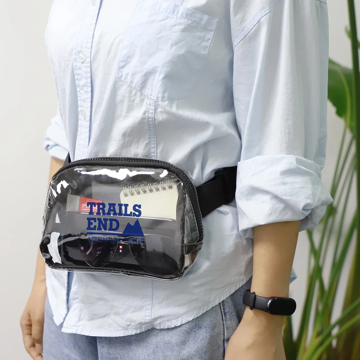 Envoy Clear PVC Waist Bag being worn