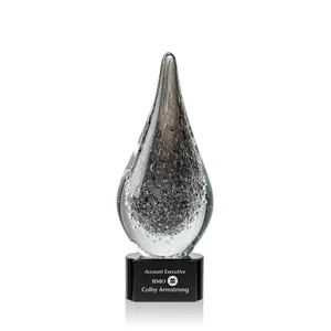 Glass Teardrop Award in Black or Clear