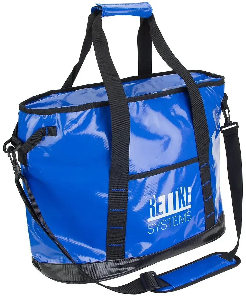 Branded Equinox tarpaulin cooler bag side view with carry strap
