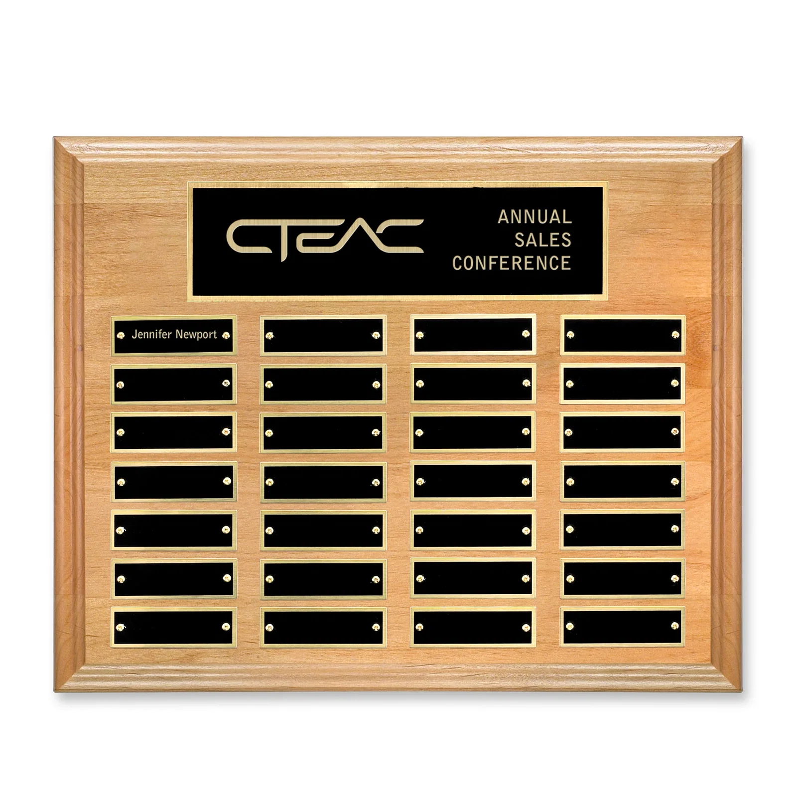 Custom Horizontal Red Alder Wood Plaque for sales achievement awards