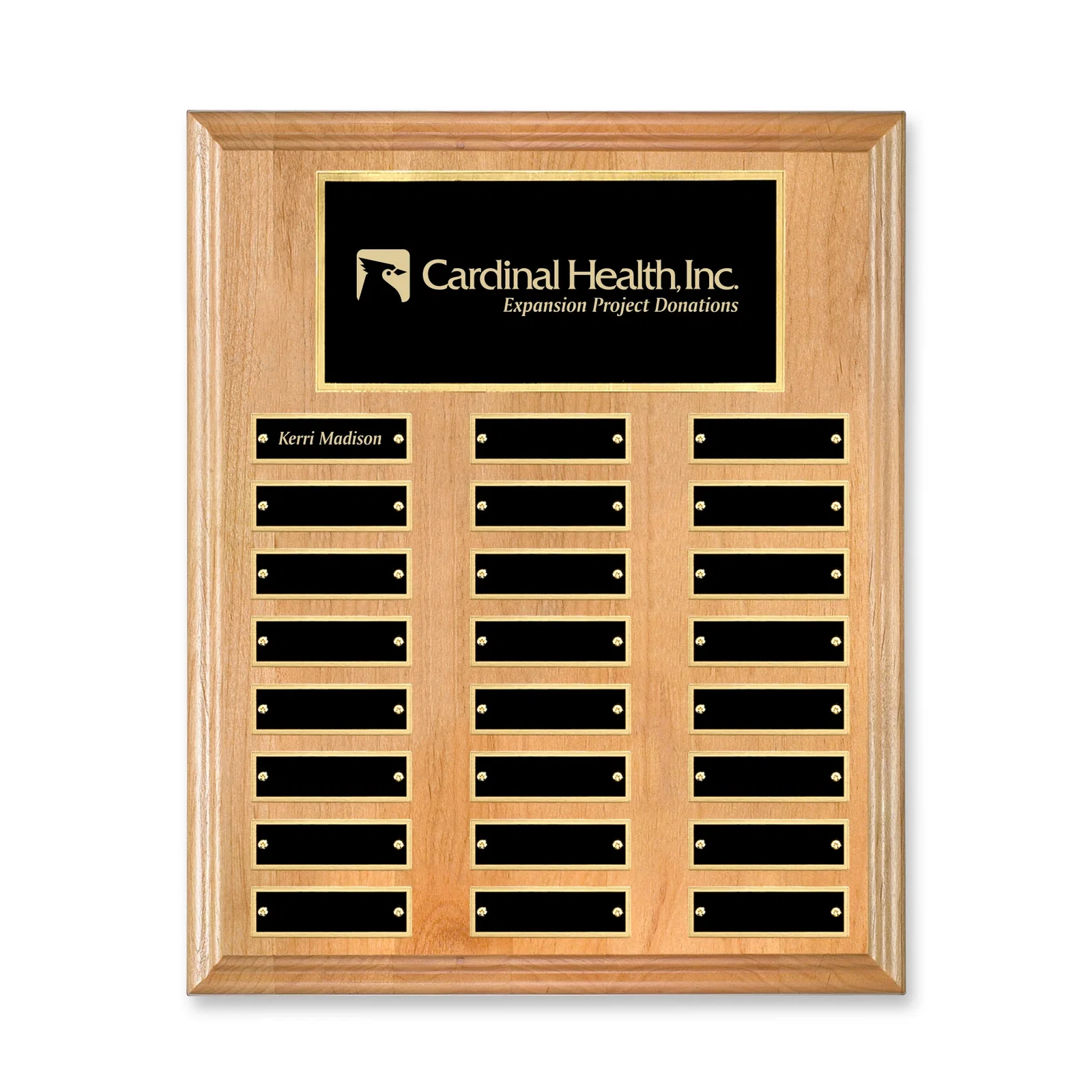 Custom Vertical Red Alder Wood Plaque for sales achievement awards