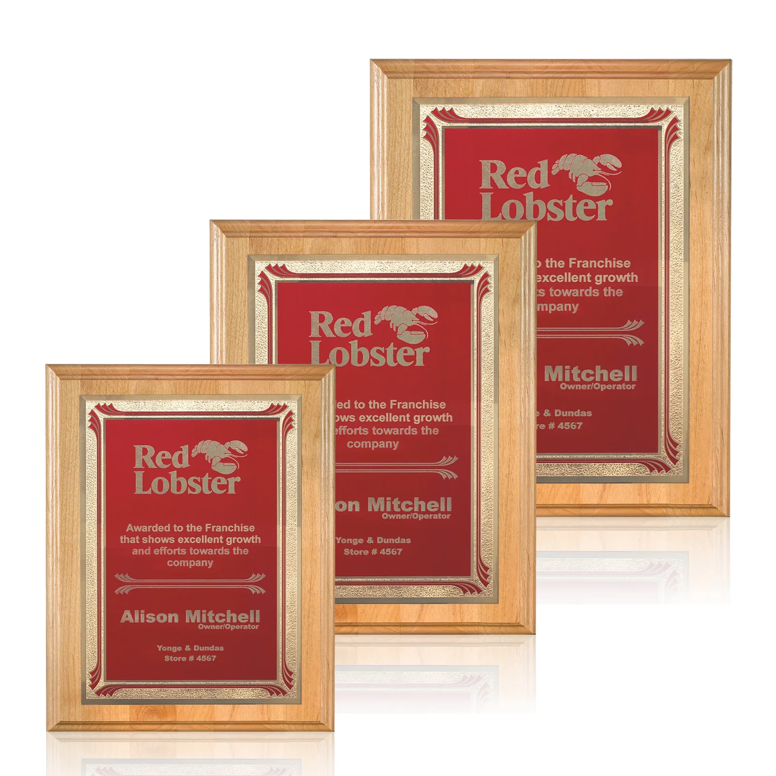 Custom Genuine Red Alder Wood Wall Plaque for employee recognition