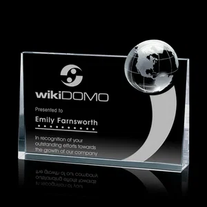 Deep-Etched Crystal Globe Award, Clear Only
