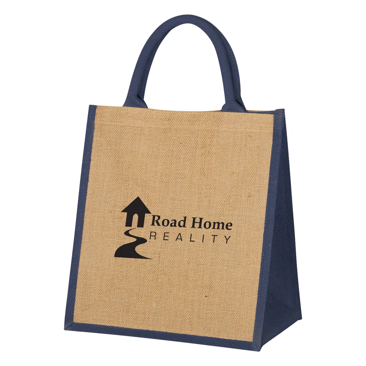 Jute tote with contrast trim and sturdy carry handles