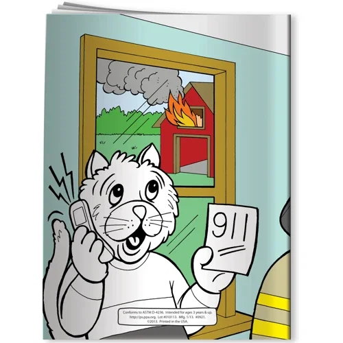Escaping Fire Danger coloring book open interior page ready for crayon coloring