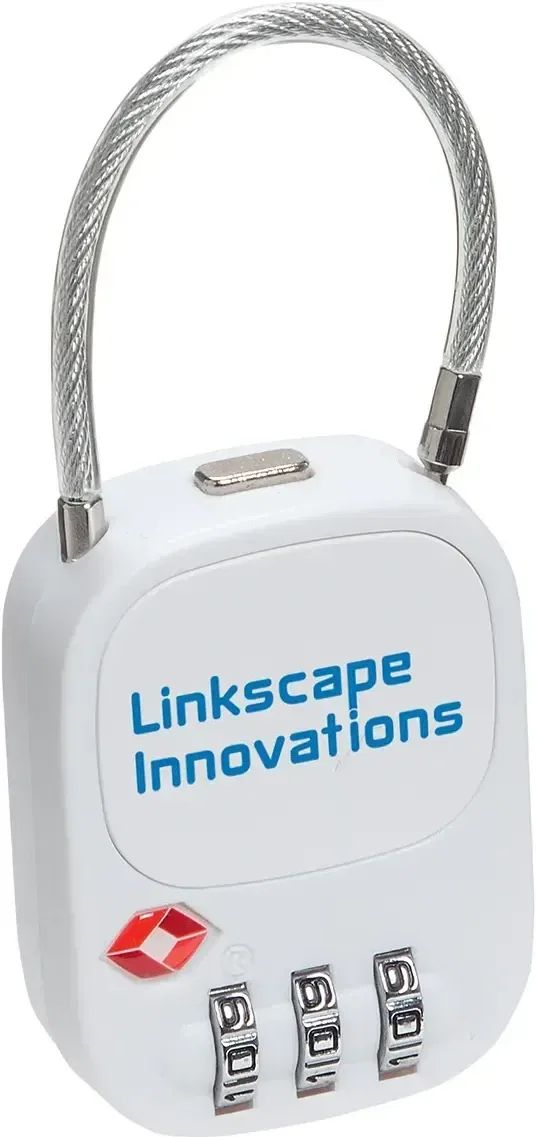 Branded Escort TSA-approved luggage lock, side view of combination dial