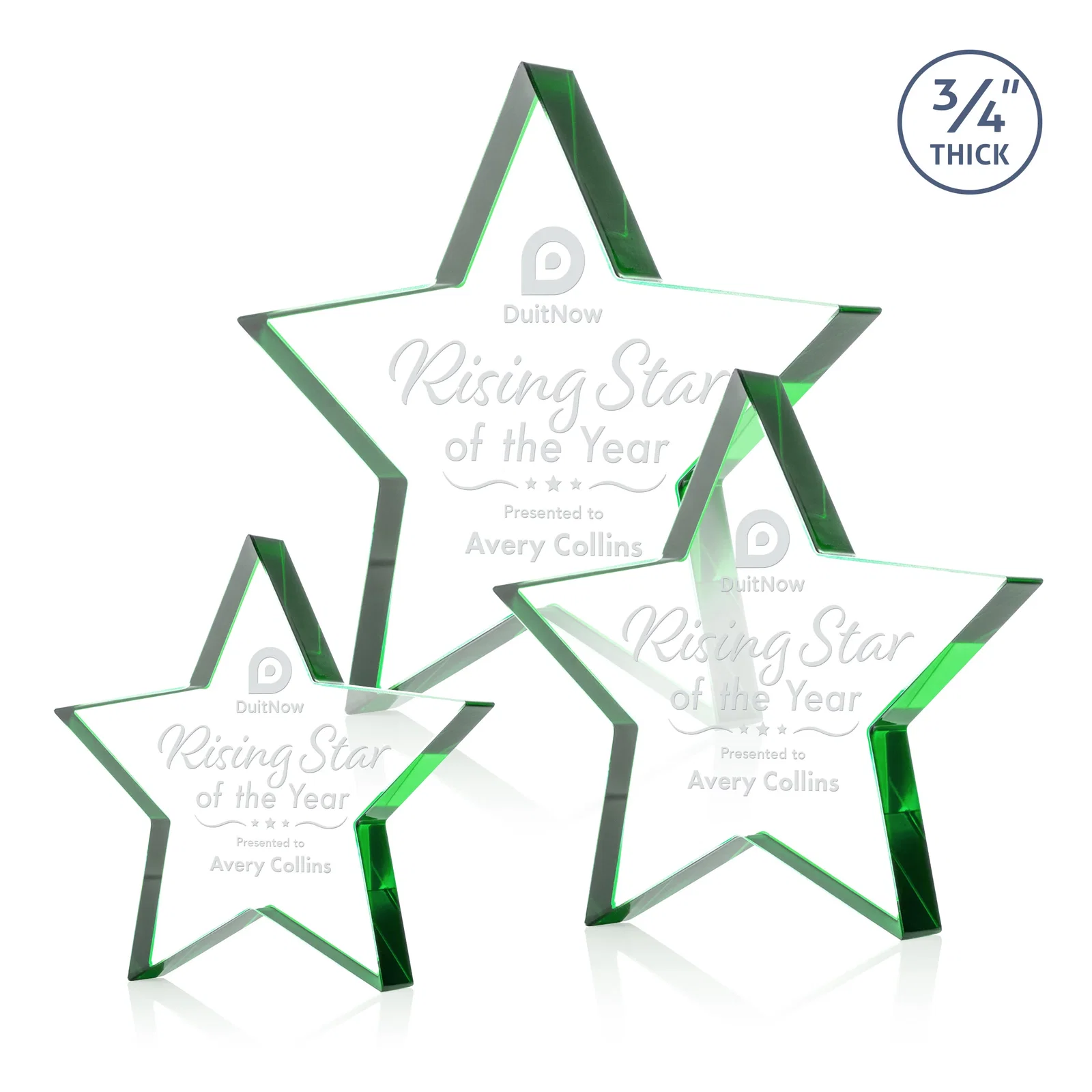 Custom Starfire Crystal Star Award With Precision-Cut Edges, desk awards for company anniversary events