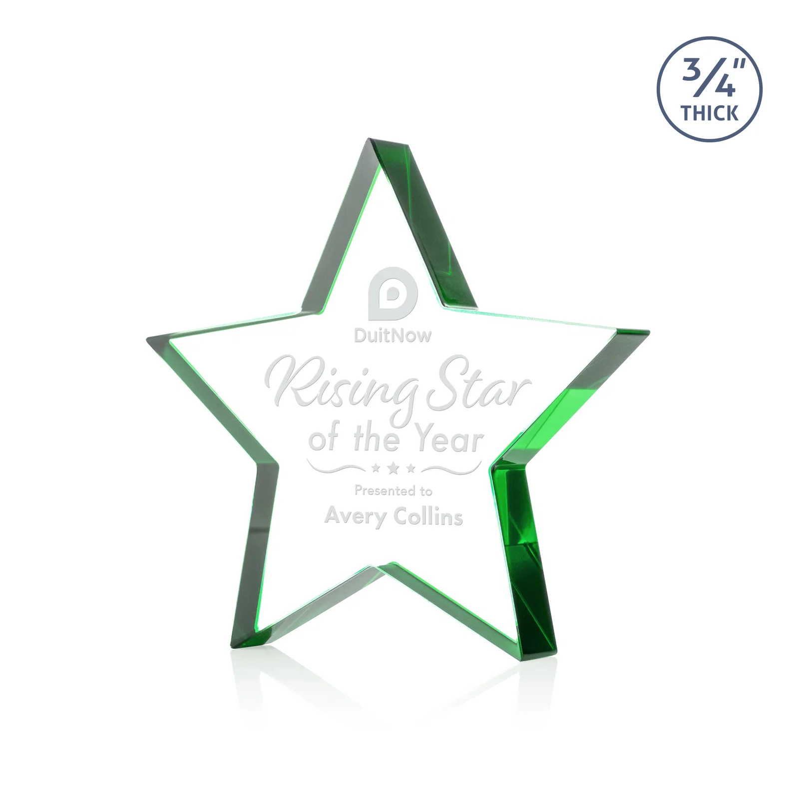 Personalized Starfire Crystal Star Award With Precision-Cut Edges, desk awards for employee recognition