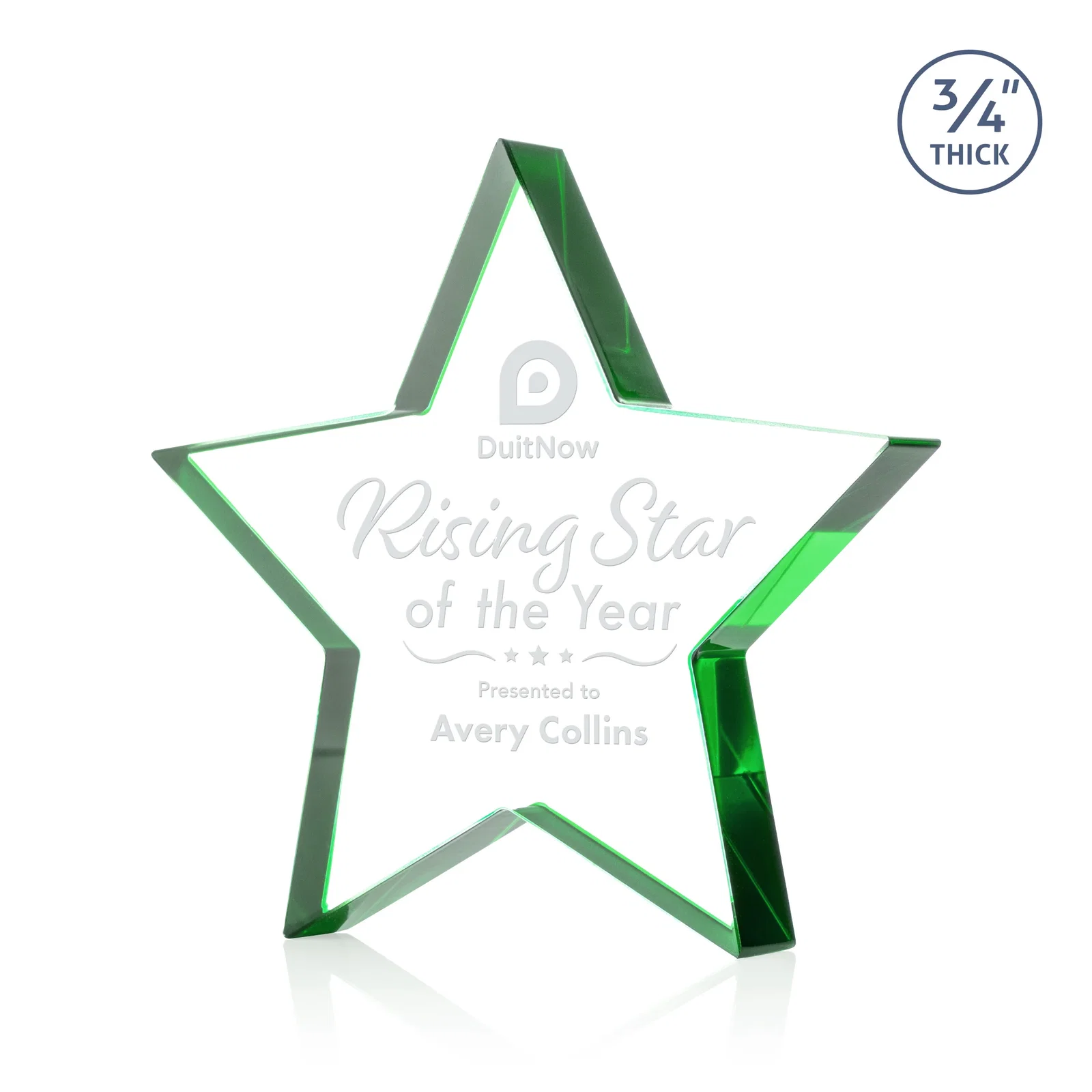 Personalized Starfire Crystal Star Award With Precision-Cut Edges, desk awards for service anniversary gifts