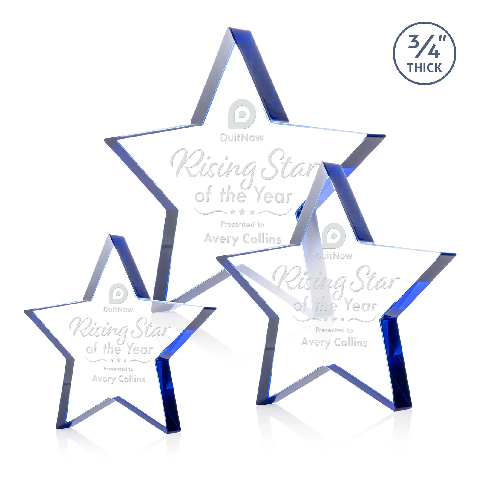 Personalized Starfire Crystal Star Award With Precision-Cut Edges, desk awards for retirement presentations