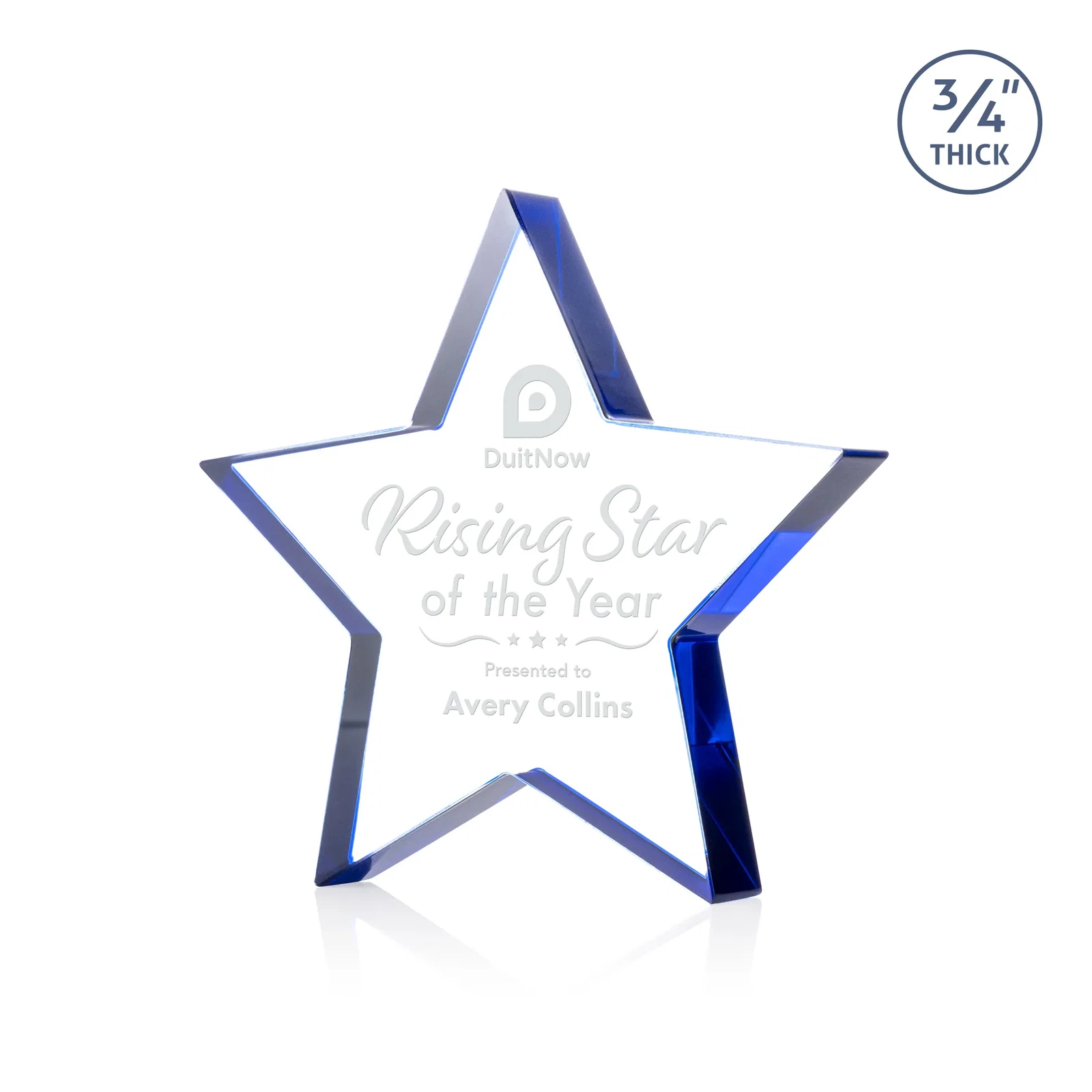 Personalized Starfire Crystal Star Award With Precision-Cut Edges, desk awards for team milestone celebrations