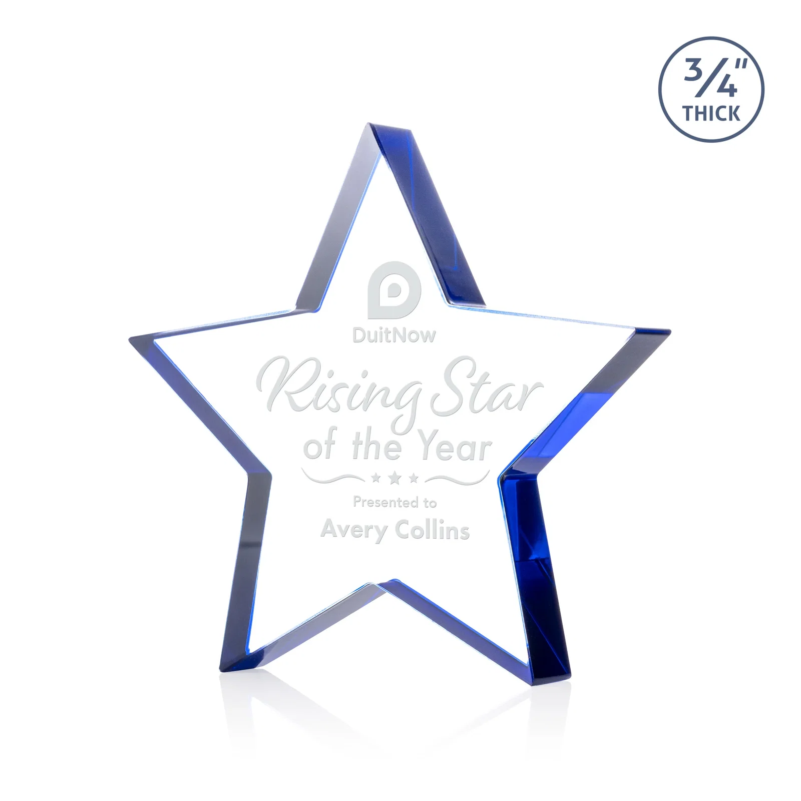 Personalized Starfire Crystal Star Award With Precision-Cut Edges, desk awards for donor appreciation
