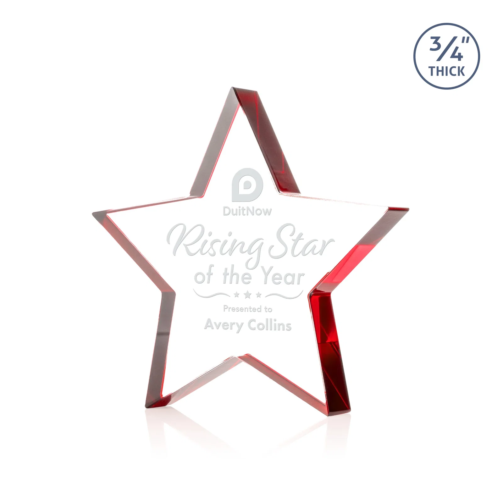 Personalized Starfire Crystal Star Award With Precision-Cut Edges, desk awards for dealer and partner awards