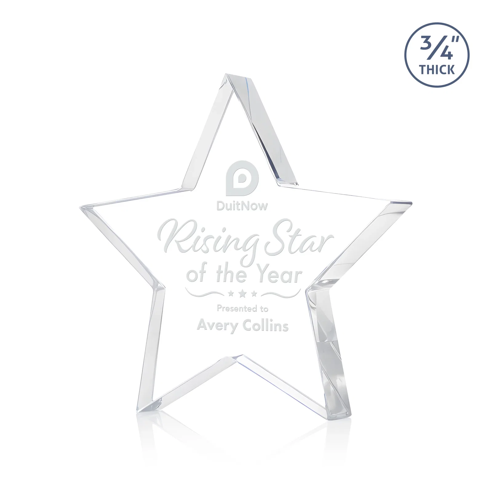 Custom Starfire Crystal Star Award With Precision-Cut Edges, desk awards for service anniversary gifts