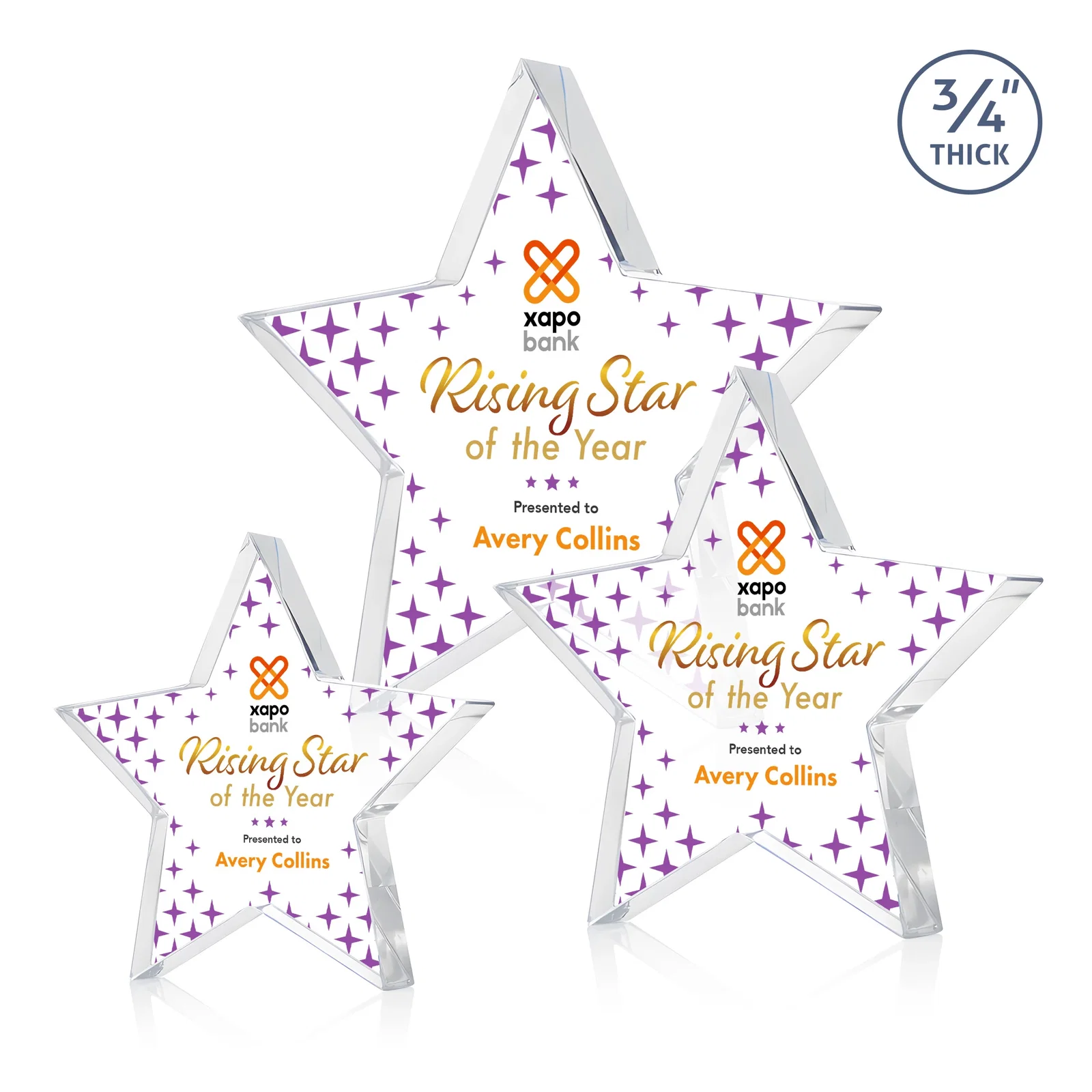 Promotional Starfire Crystal Star Award With Precision-Cut Edges, desk awards for service anniversary gifts