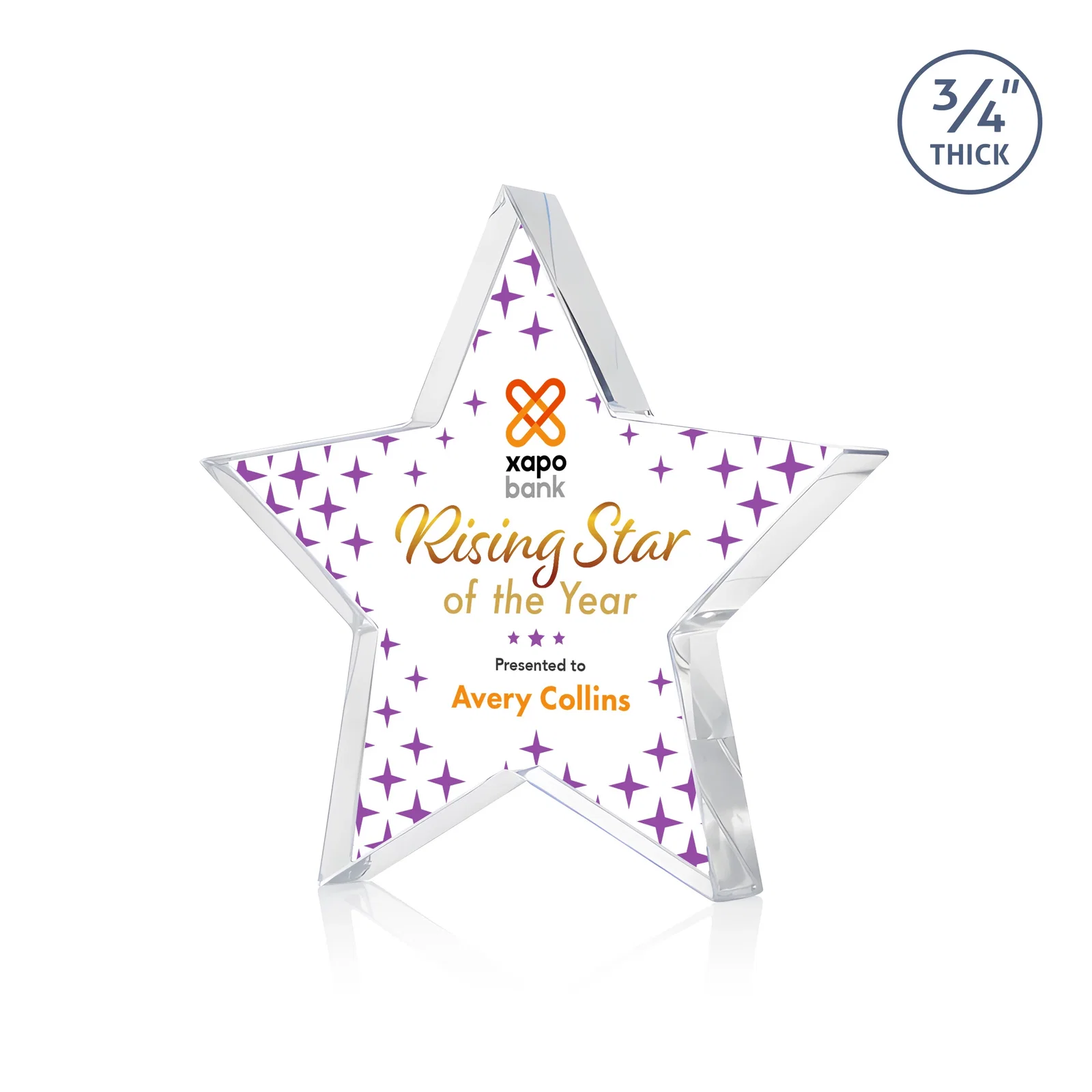 Promotional Starfire Crystal Star Award With Precision-Cut Edges, desk awards for sales achievement awards