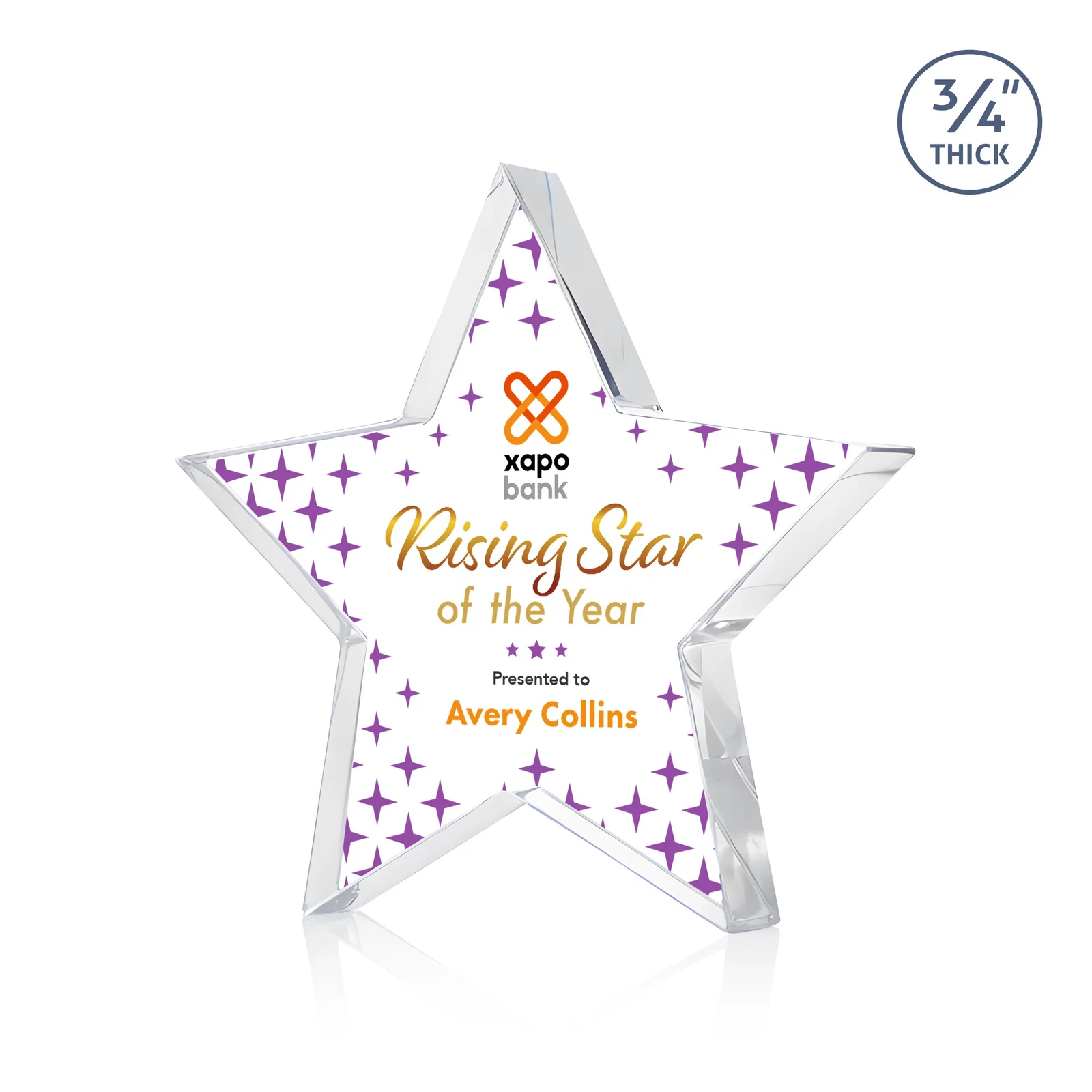 Promotional Starfire Crystal Star Award With Precision-Cut Edges, desk awards for retirement presentations