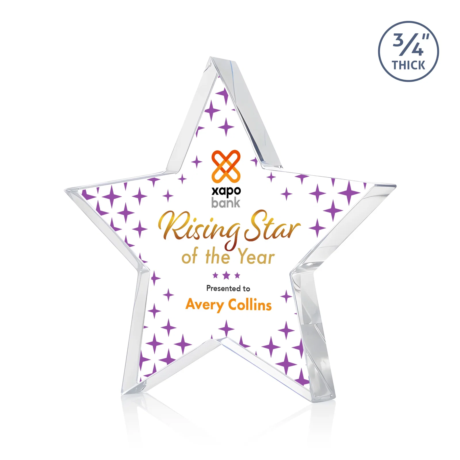 Promotional Starfire Crystal Star Award With Precision-Cut Edges, desk awards for team milestone celebrations
