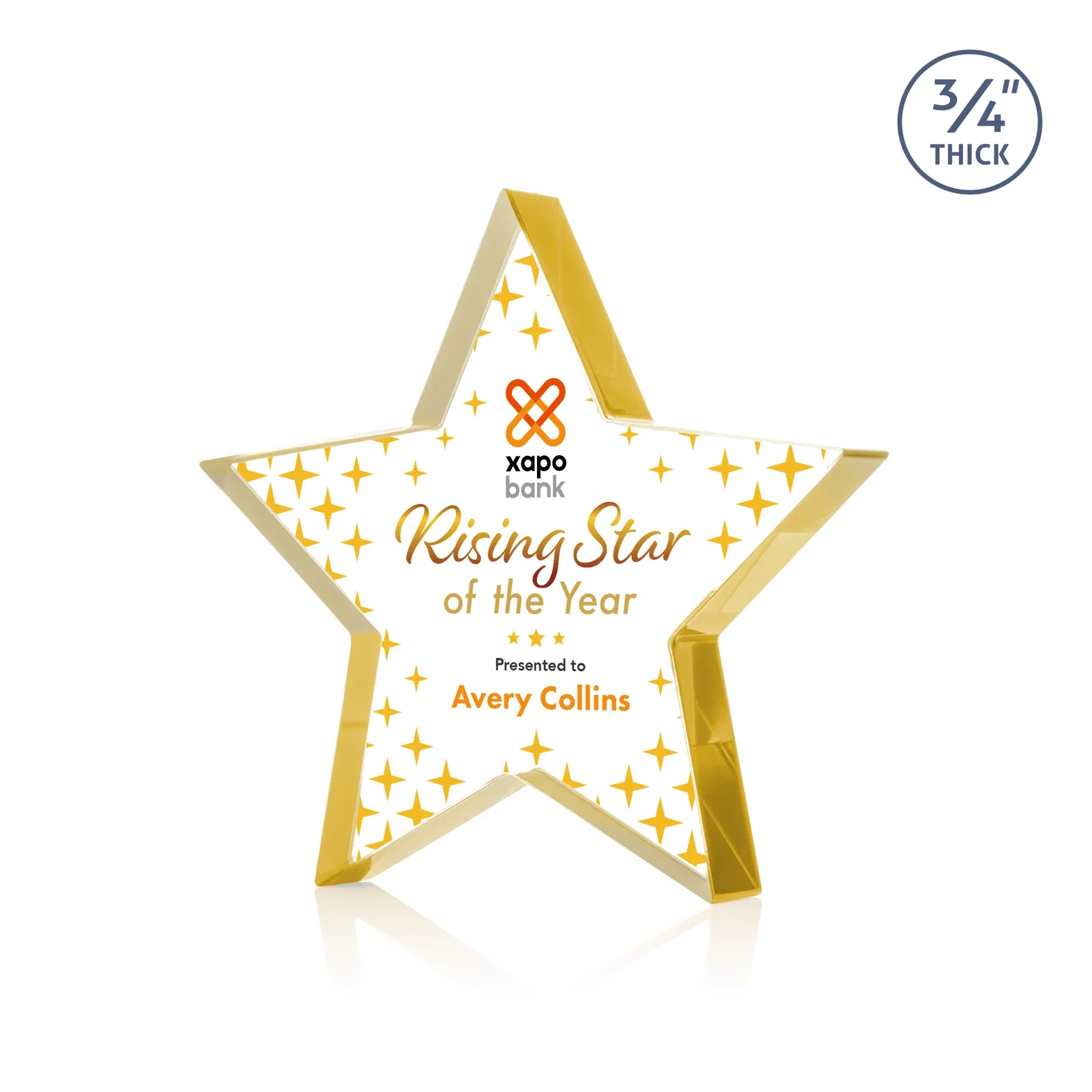 Promotional Starfire Crystal Star Award With Precision-Cut Edges, desk awards for safety achievement programs