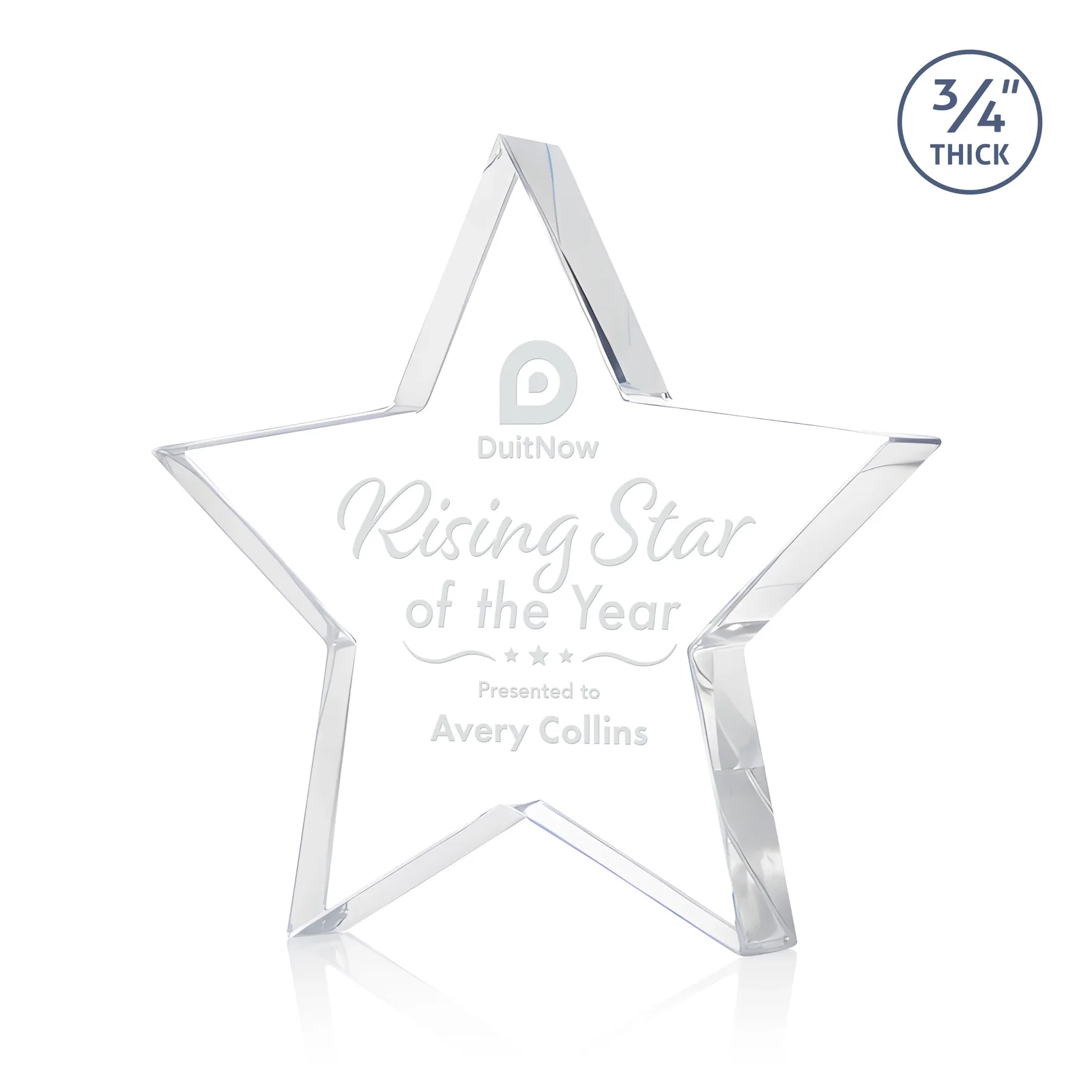 Custom Starfire Crystal Star Award With Precision-Cut Edges, desk awards for sales achievement awards