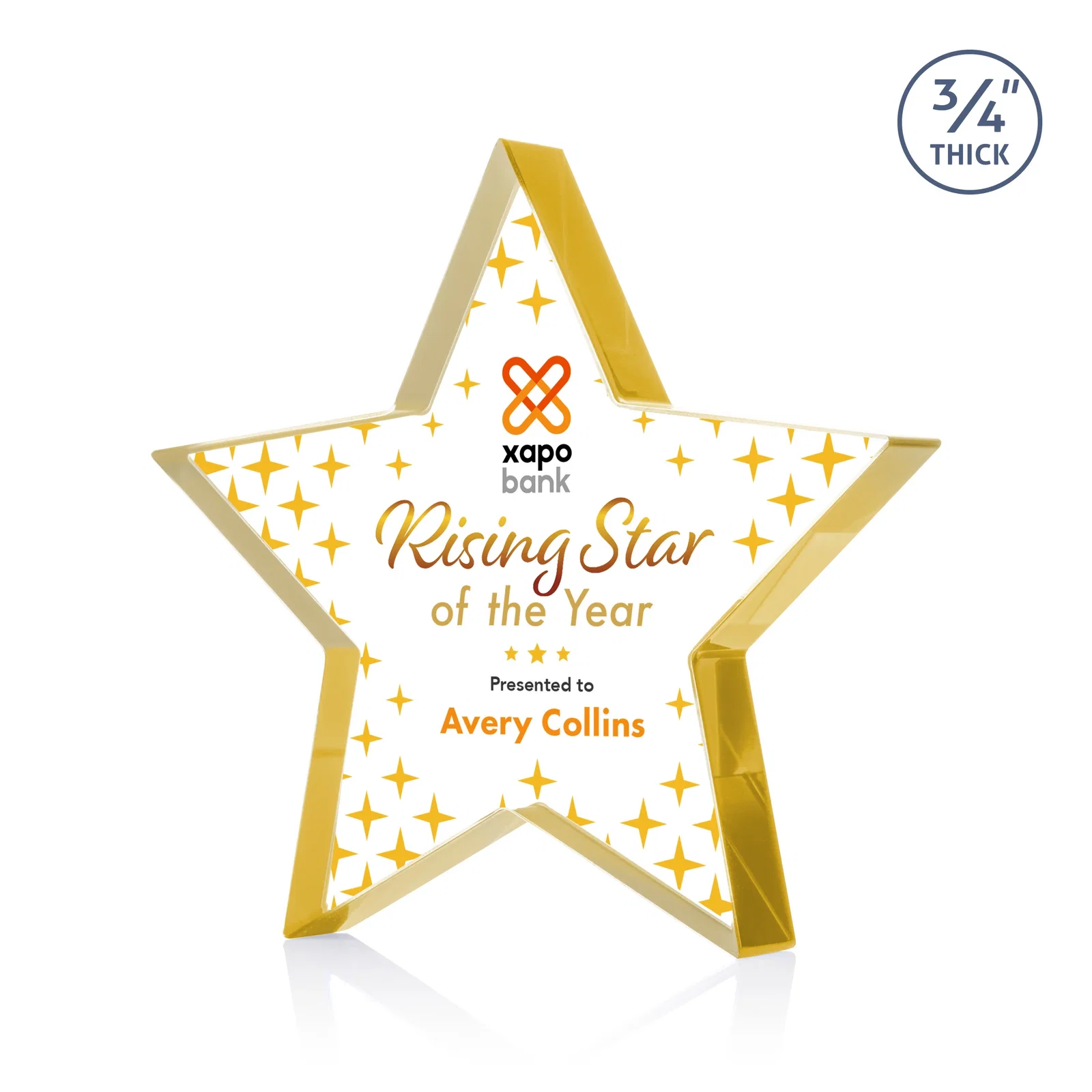 Promotional Starfire Crystal Star Award With Precision-Cut Edges, desk awards for dealer and partner awards