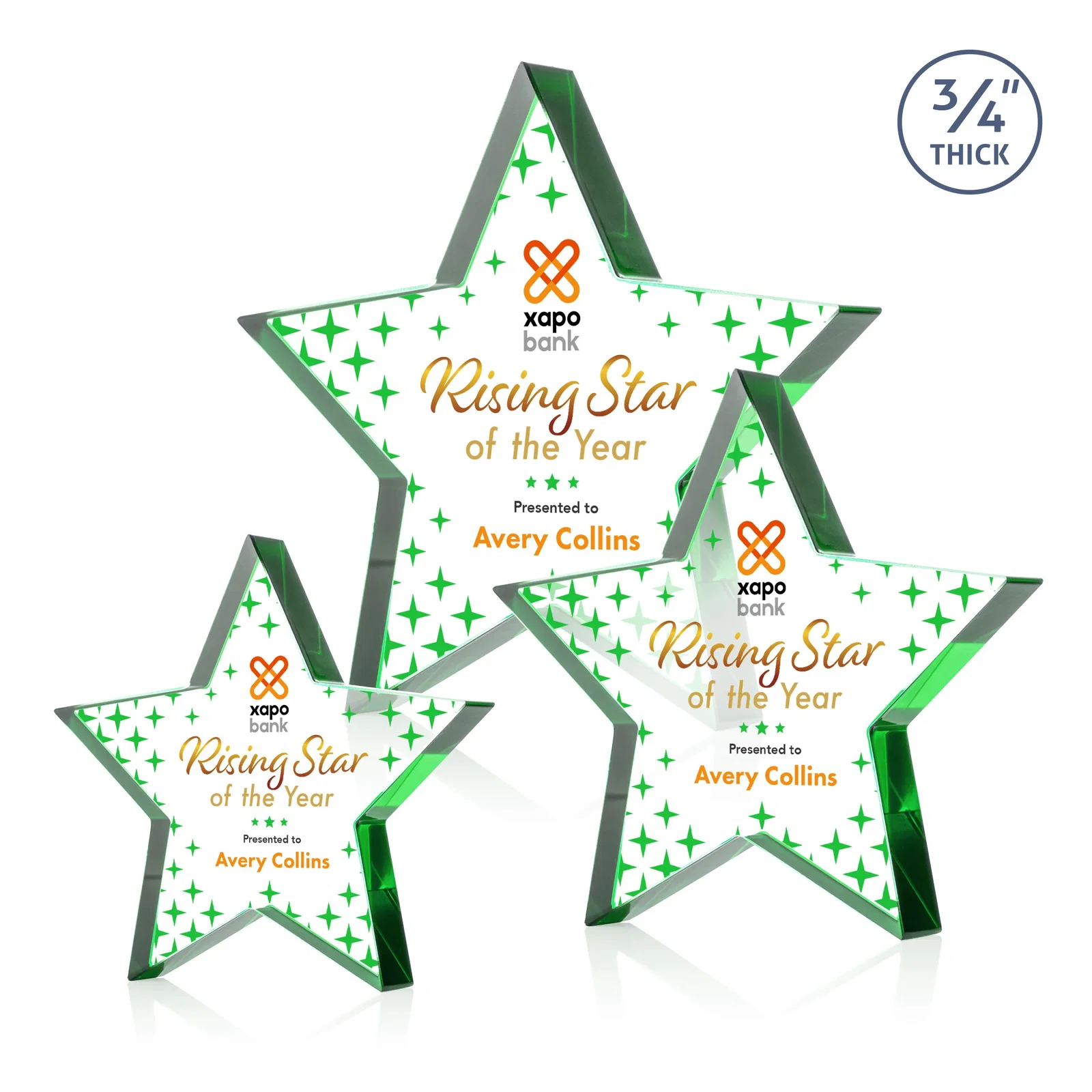 Branded Starfire Crystal Star Award With Precision-Cut Edges, desk awards for employee recognition