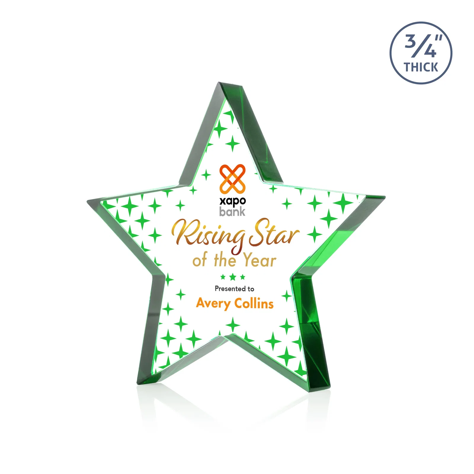 Branded Starfire Crystal Star Award With Precision-Cut Edges, desk awards for corporate award ceremonies
