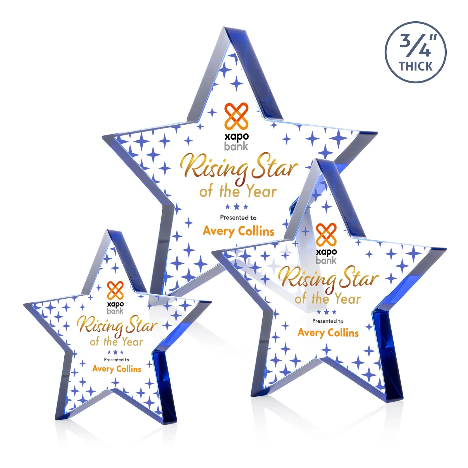Branded Starfire Crystal Star Award With Precision-Cut Edges, desk awards for team milestone celebrations