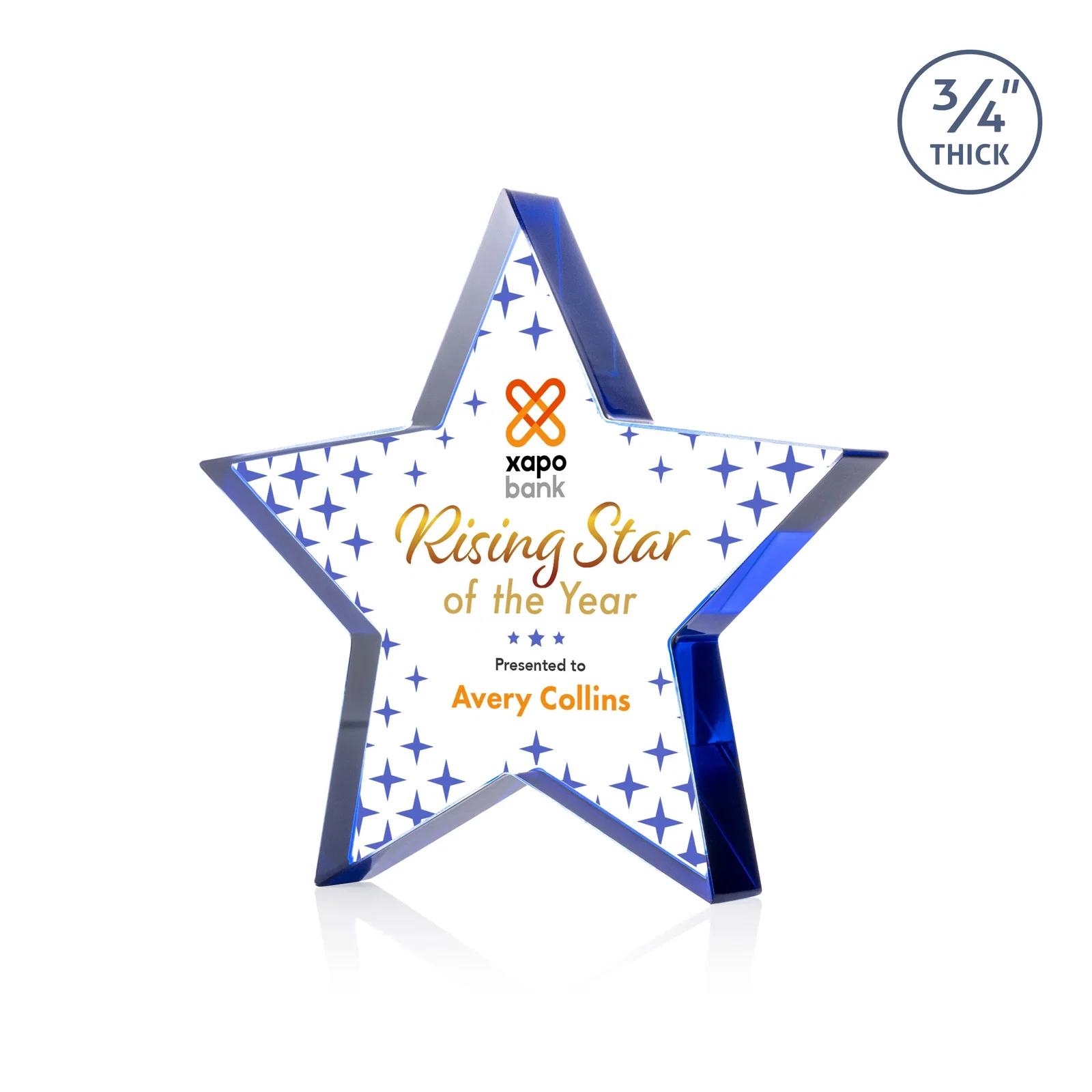 Branded Starfire Crystal Star Award With Precision-Cut Edges, desk awards for donor appreciation