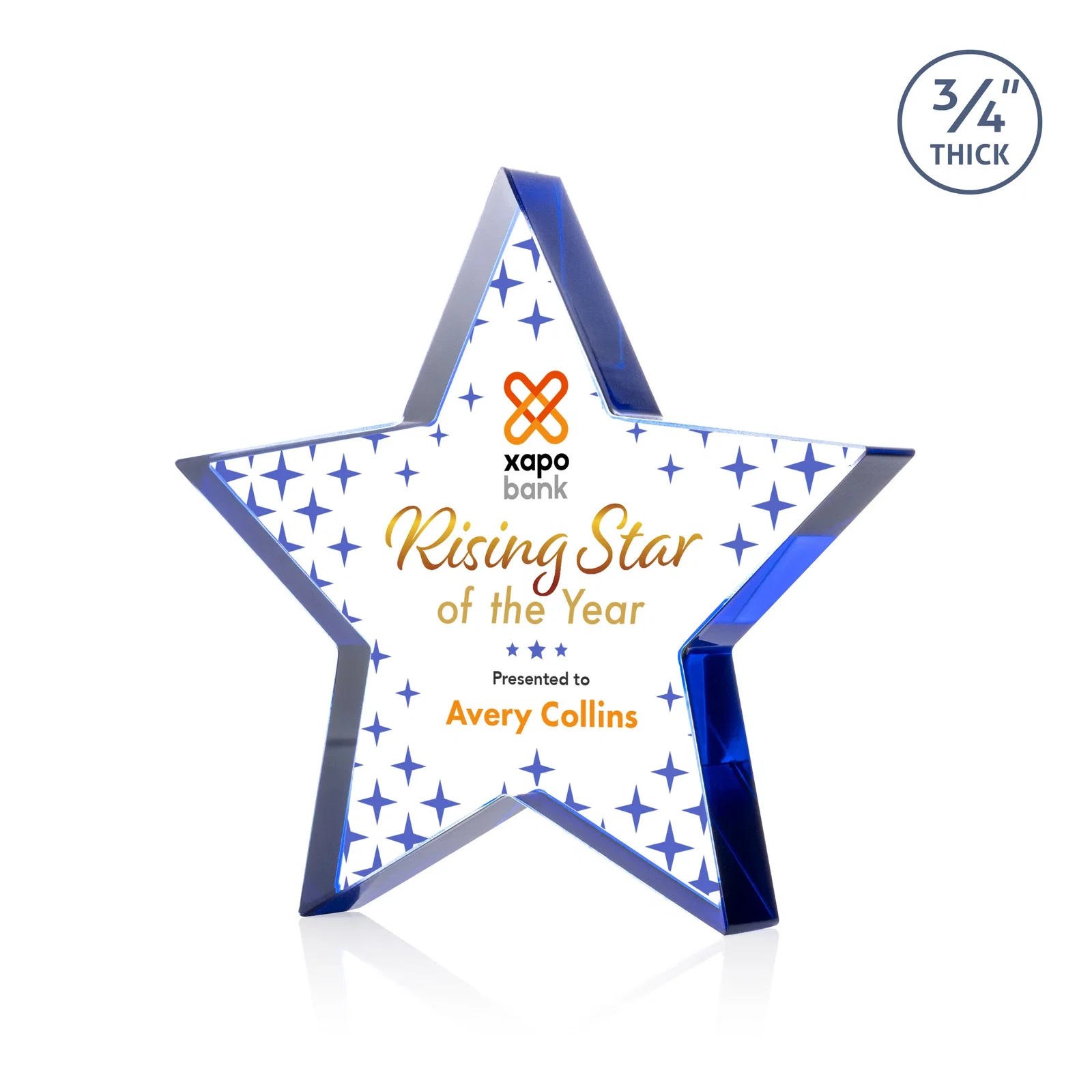 Branded Starfire Crystal Star Award With Precision-Cut Edges, desk awards for graduation ceremonies