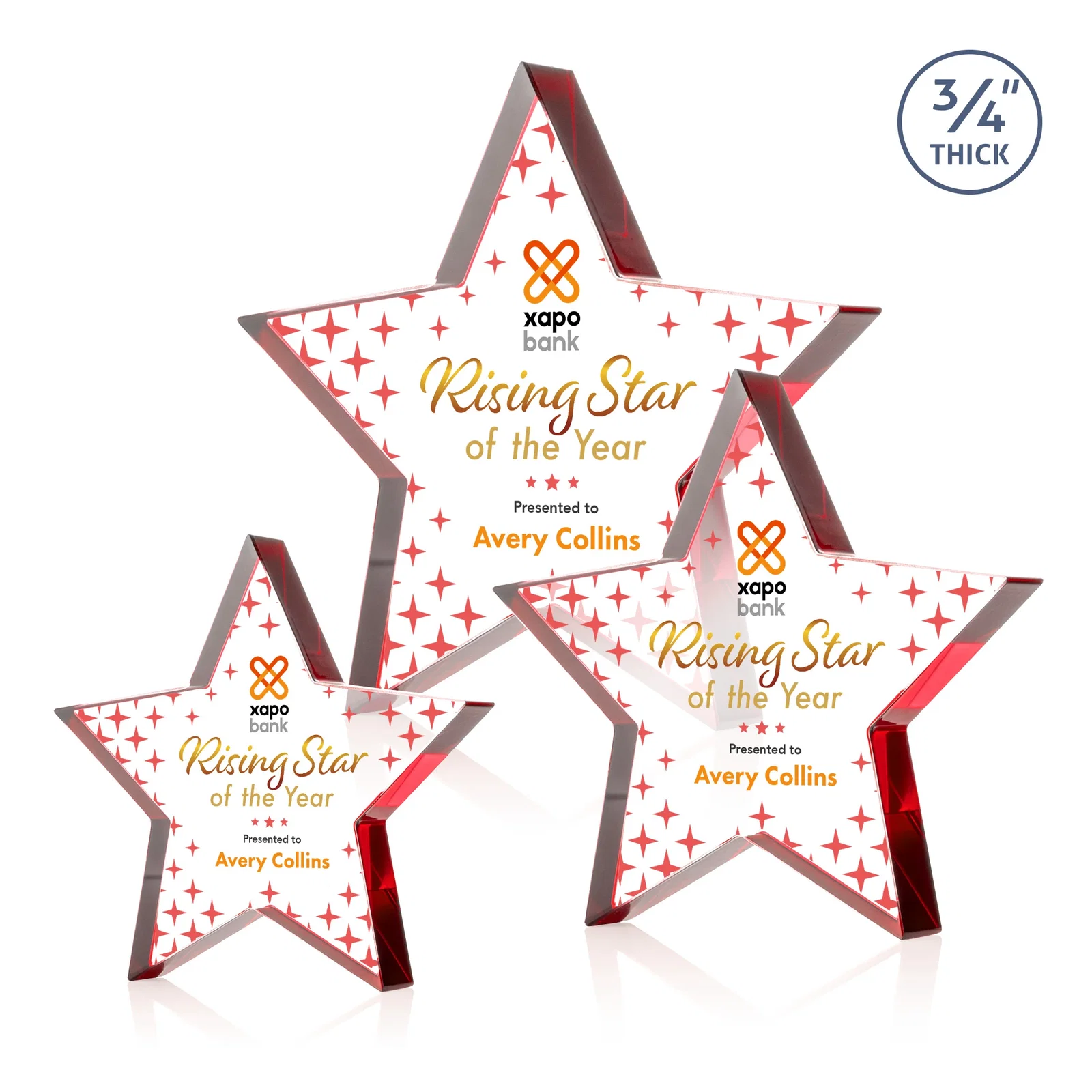 Branded Starfire Crystal Star Award With Precision-Cut Edges, desk awards for dealer and partner awards