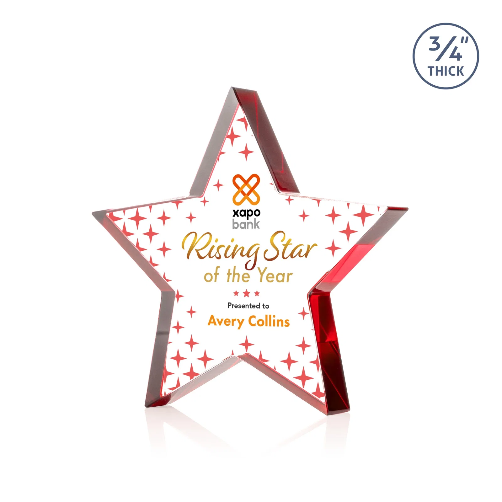 Branded Starfire Crystal Star Award With Precision-Cut Edges, desk awards for company anniversary events