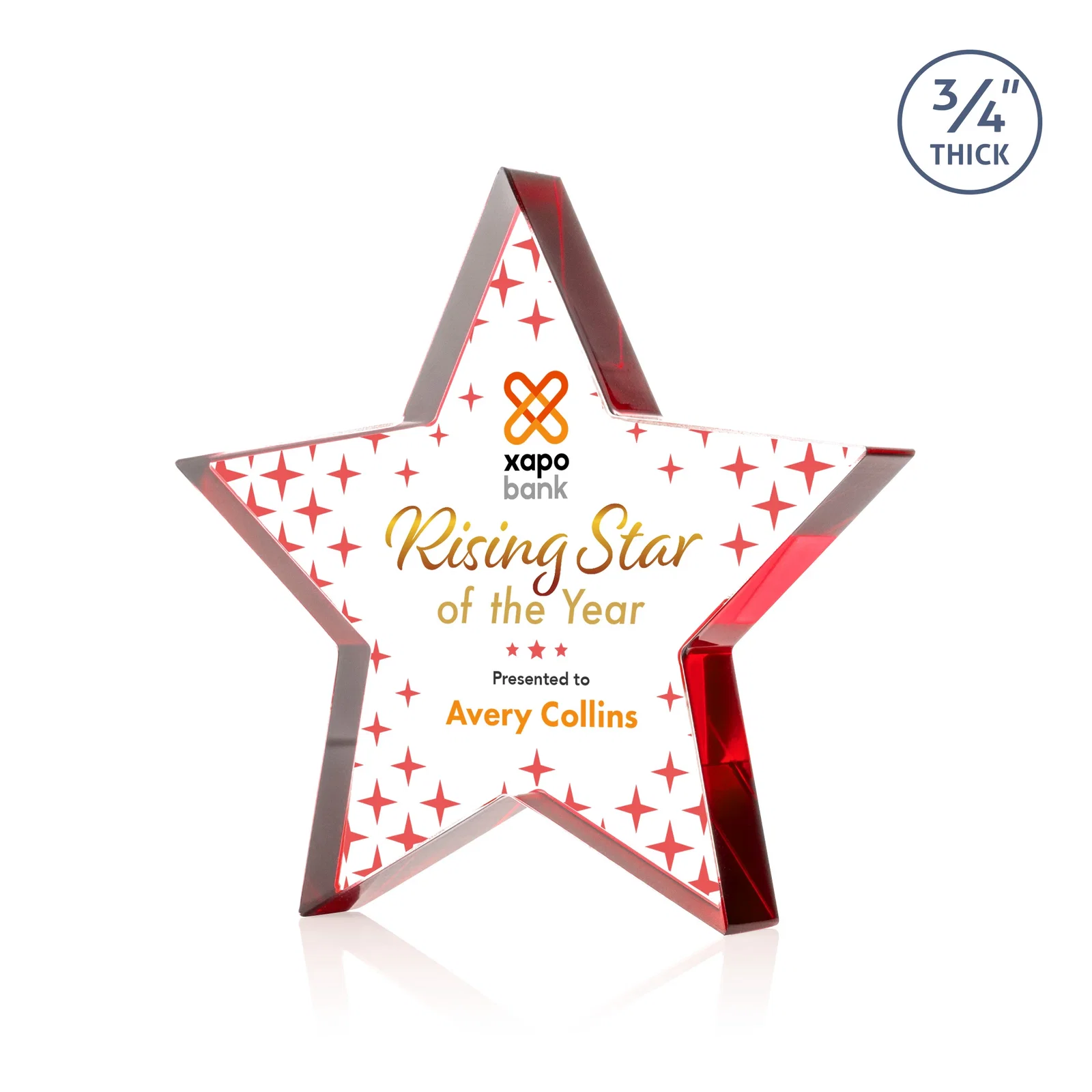 Custom printed Starfire Crystal Star Award With Precision-Cut Edges, desk awards for employee recognition