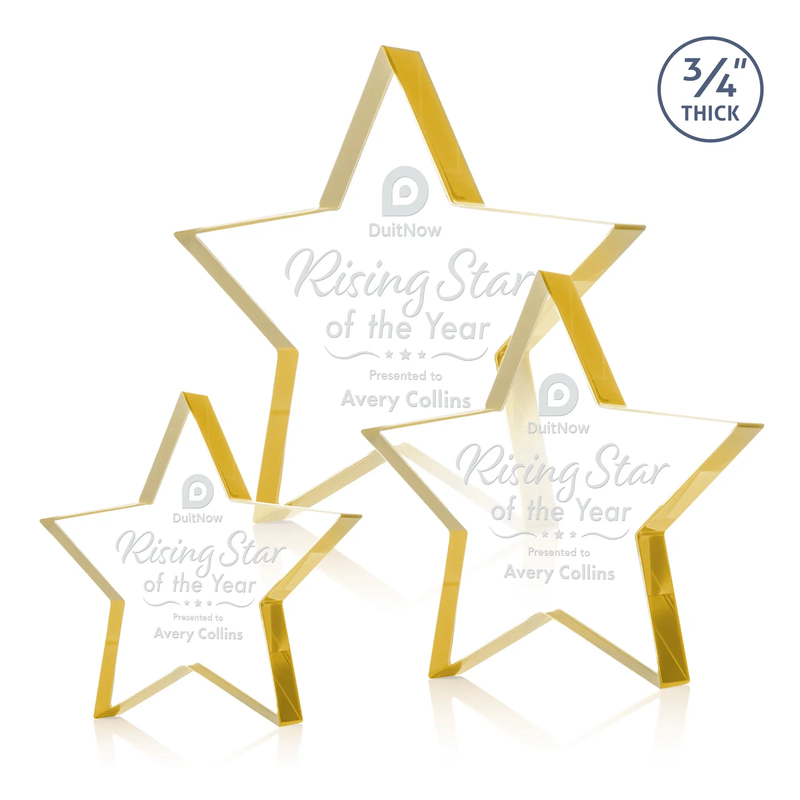 Custom Starfire Crystal Star Award With Precision-Cut Edges, desk awards for donor appreciation