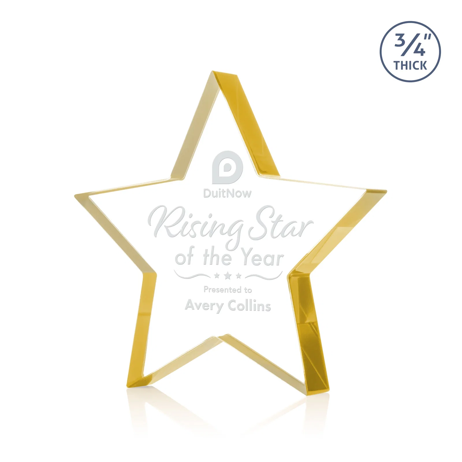 Custom Starfire Crystal Star Award With Precision-Cut Edges, desk awards for safety achievement programs